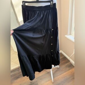 Rhythm blue western style Elegant Black Button-Down maxi Skirt